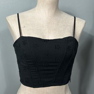 Jason Wu Eyelet Crop Corset black size XS